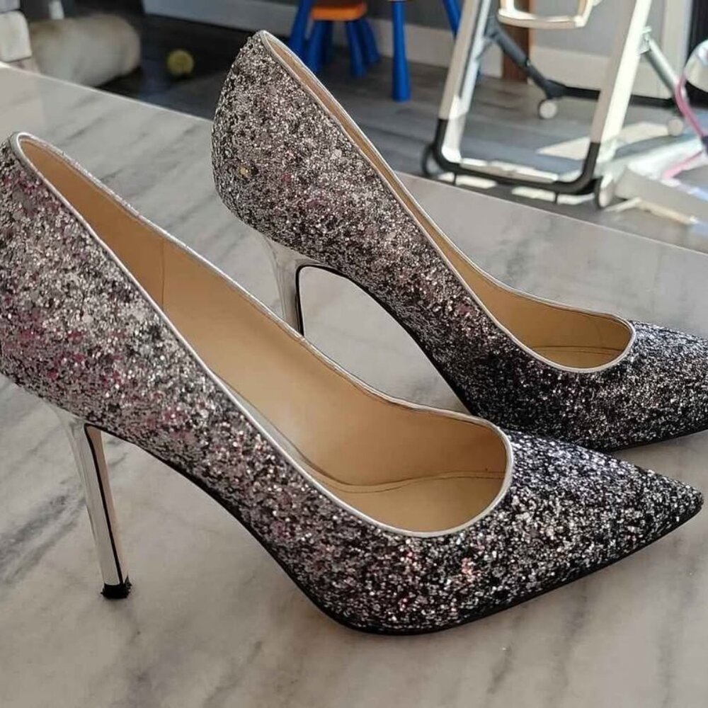 Nine West Glitter Heels Silver Radiant - size 9